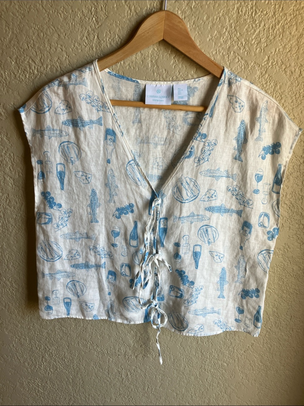 Cynthia Rowley 💯% linen cap sleeve top